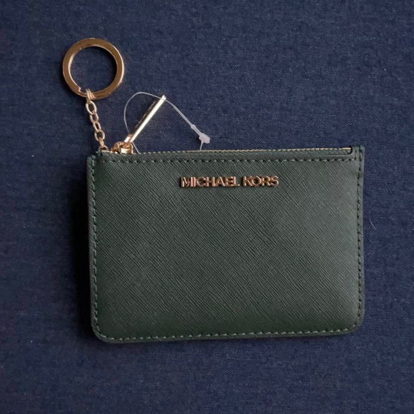 Michael Kors Jet Set Travel Small CoinPouch Wallet Racing Green - Picture 1 of 16